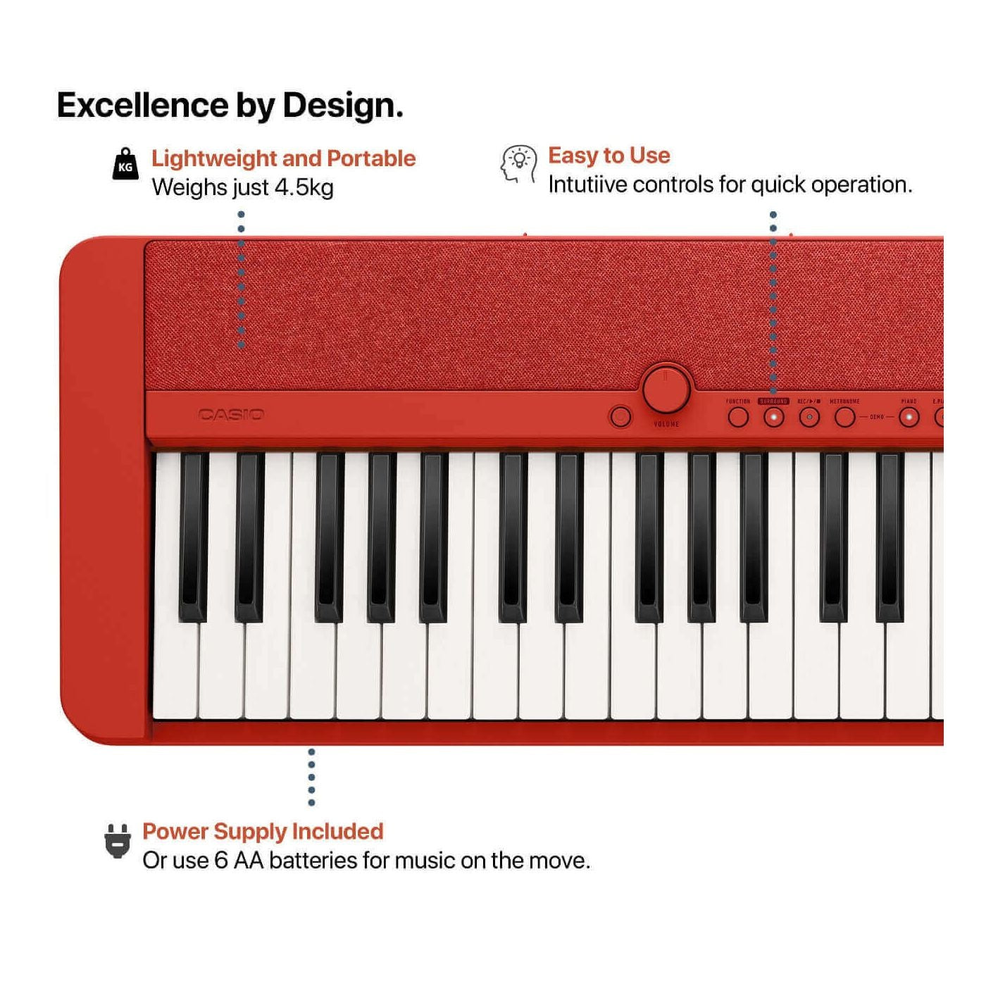 CT-S1 Casiotone Series Keyboard (Red)