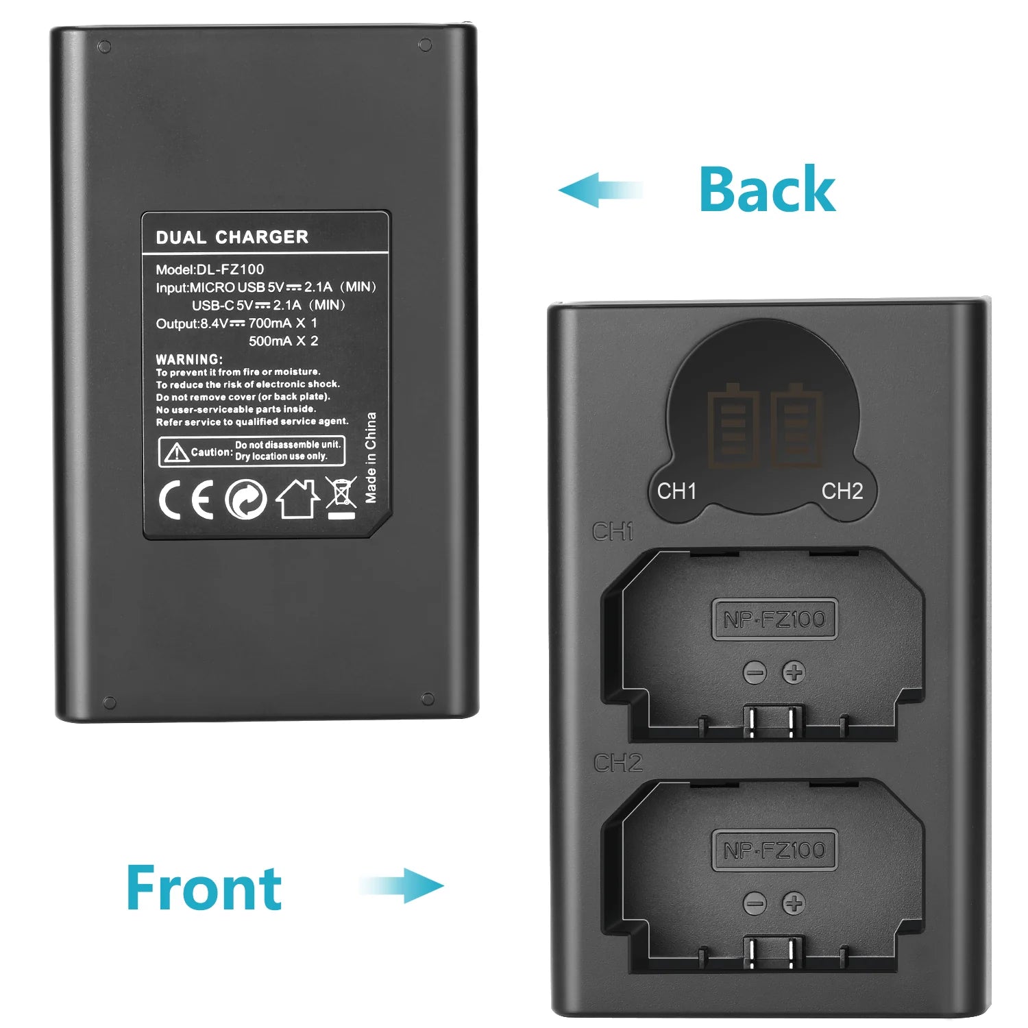 NEEWER DL-FZ100 Dual Charger for NP-FZ100-S