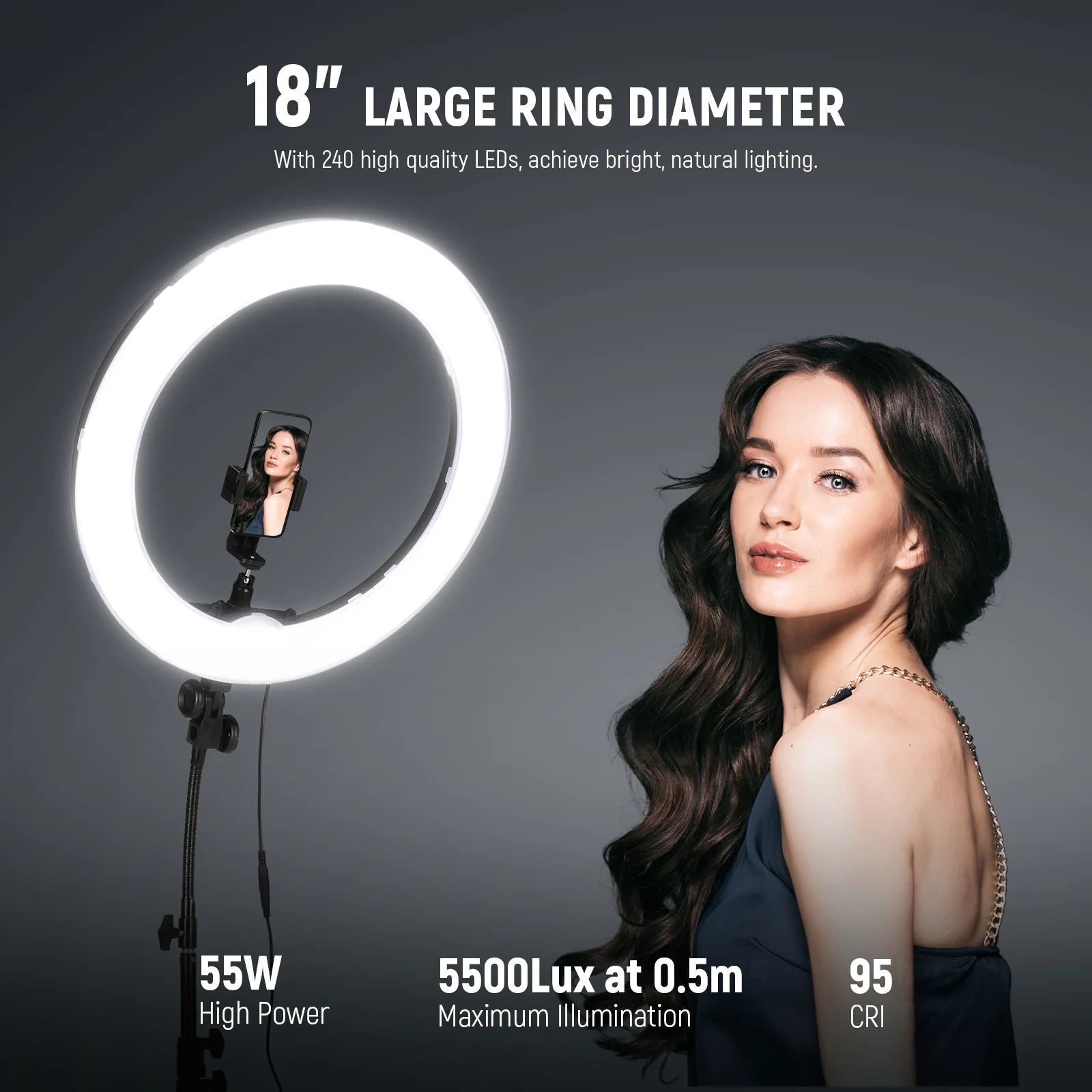 NEEWER RL-18 Smartphone Ring Light Kit.