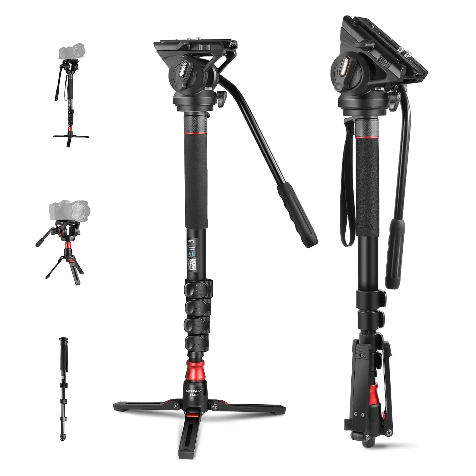 NEEWER GM76 179cm Professional Camera Monopod with Fluid Head