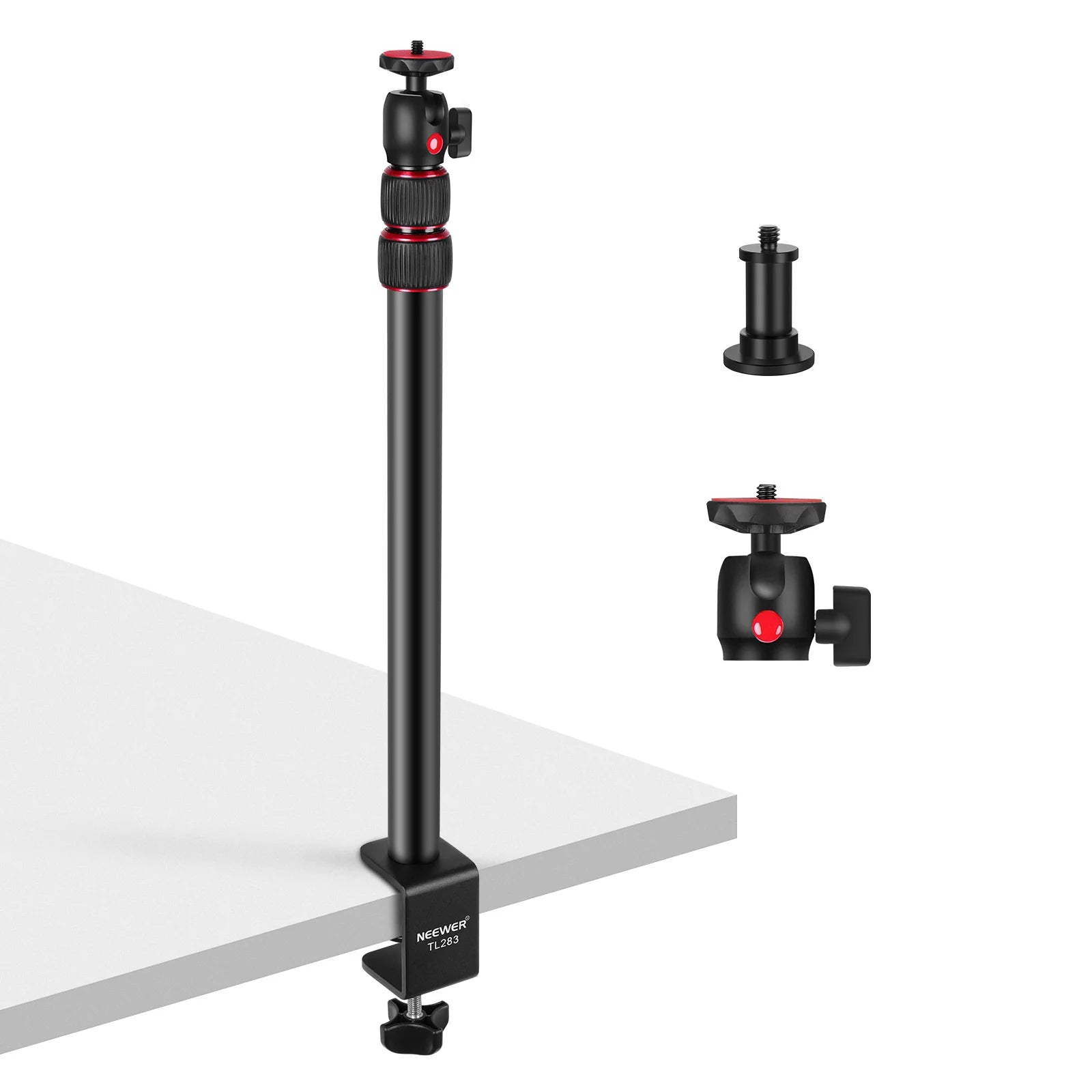 NEEWER TL283 Metal Desk Mount Stand with Ball Head & 1/4" Screw with Cell Phone Clip