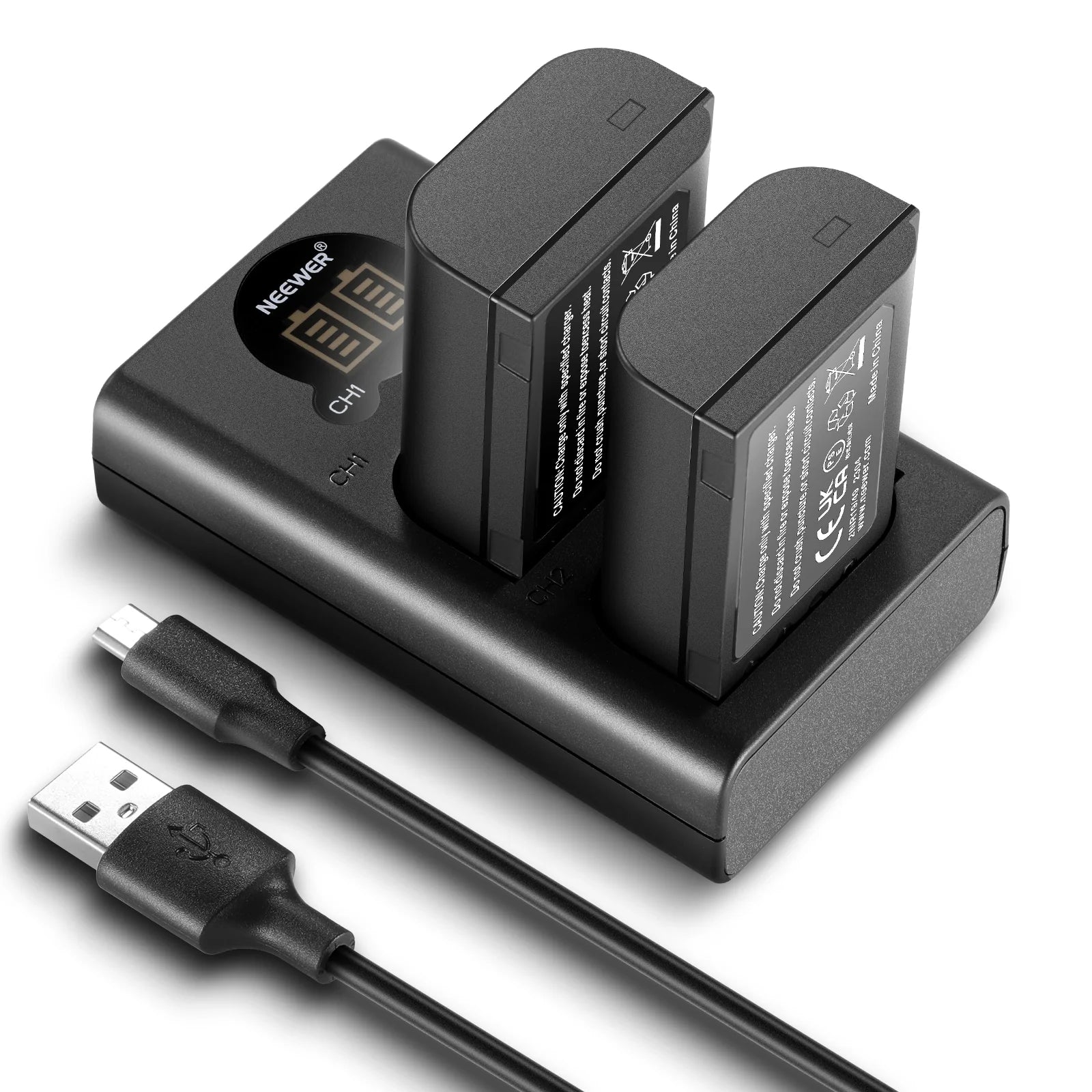 NEEWER 2PCS 2400MAH DMW-BLK22 Battery+ Dual USB Charger Set