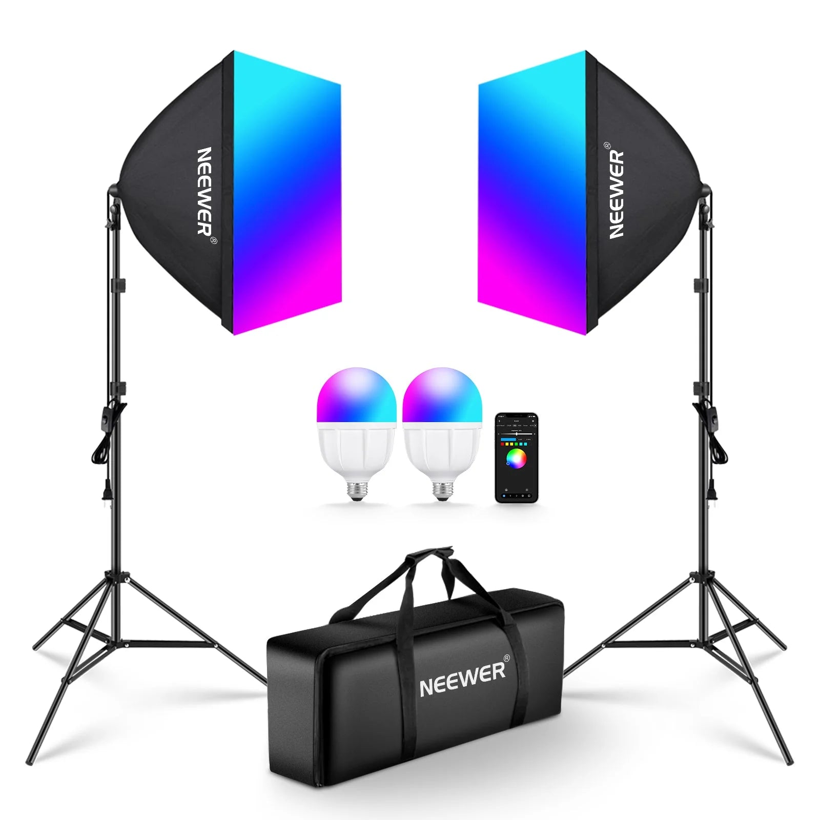 NEEWER NK800 24W RGB LED Photography Softbox Lighting Kit