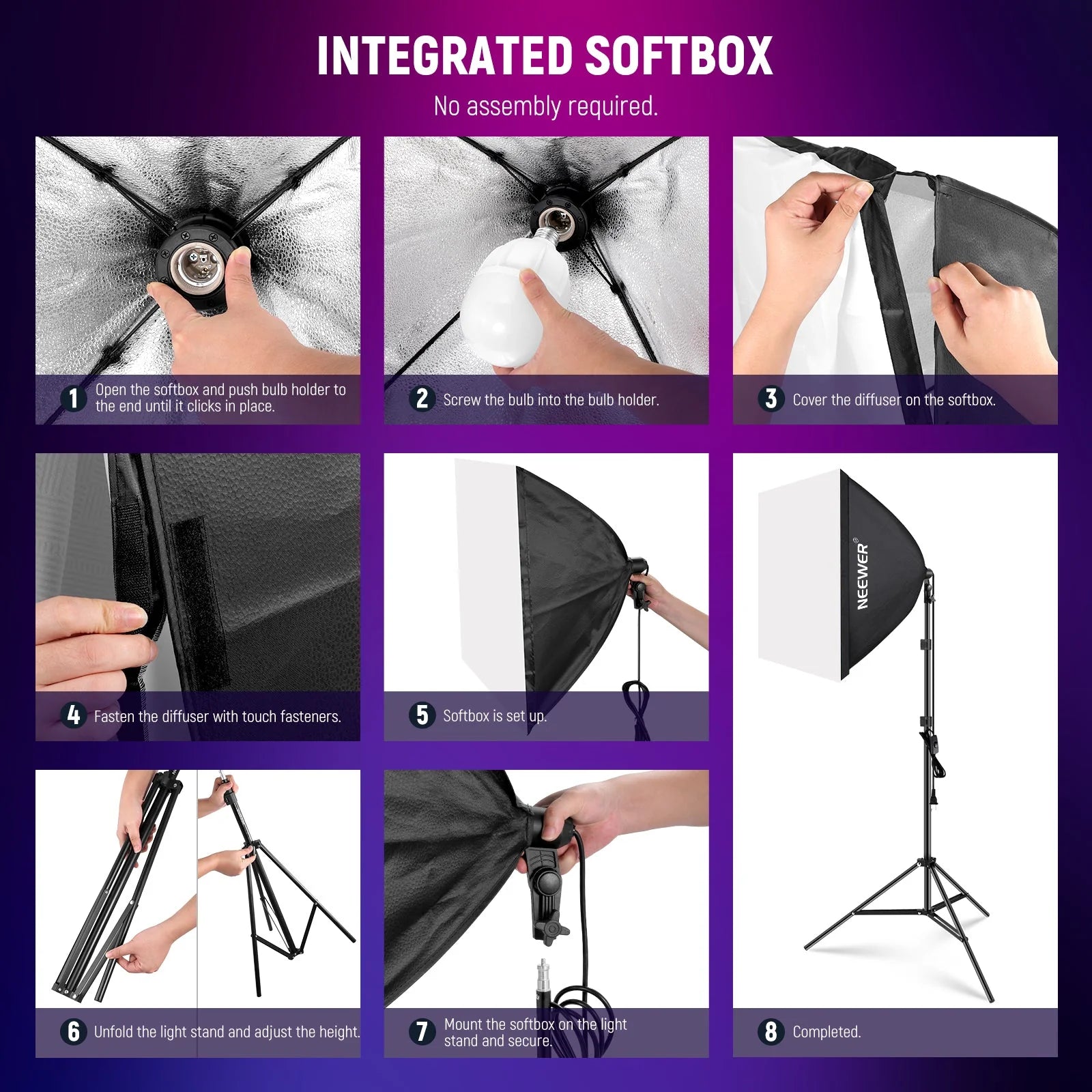 NEEWER NK800 24W RGB LED Photography Softbox Lighting Kit