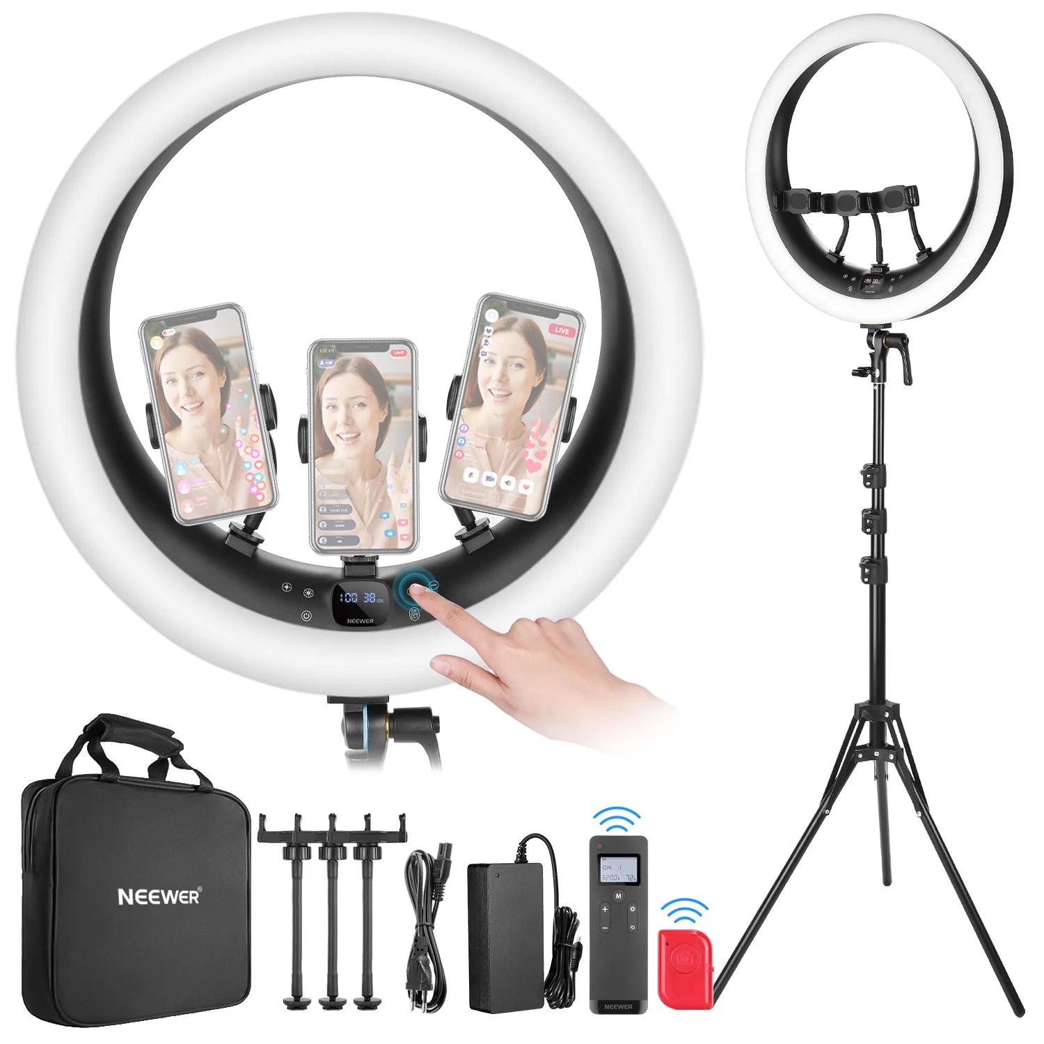 Neewer RP19H Ring Light Kit with 3PCS Mobile Phone Bracket