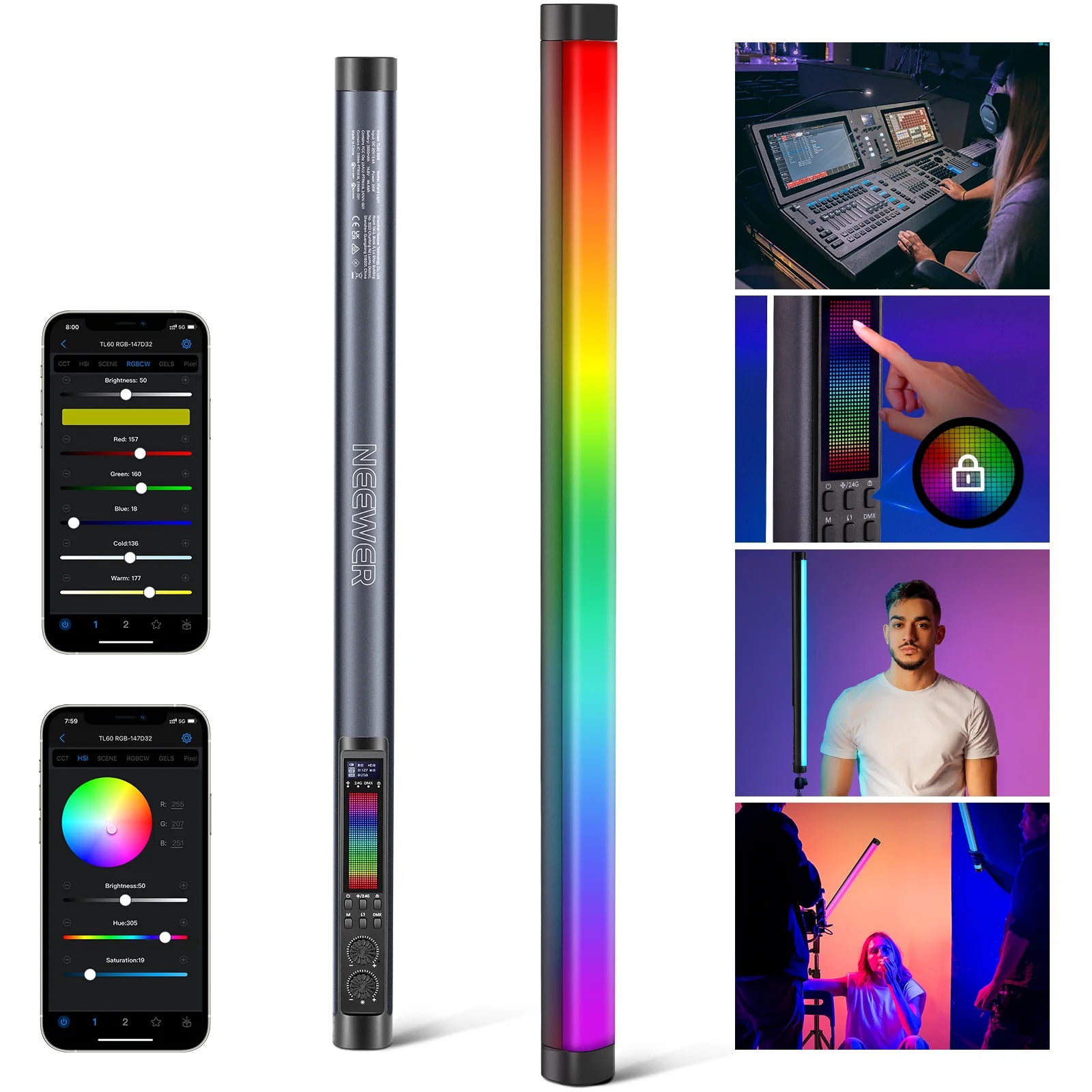 NEEWER TL60C RGB LED Tube/Stick Light