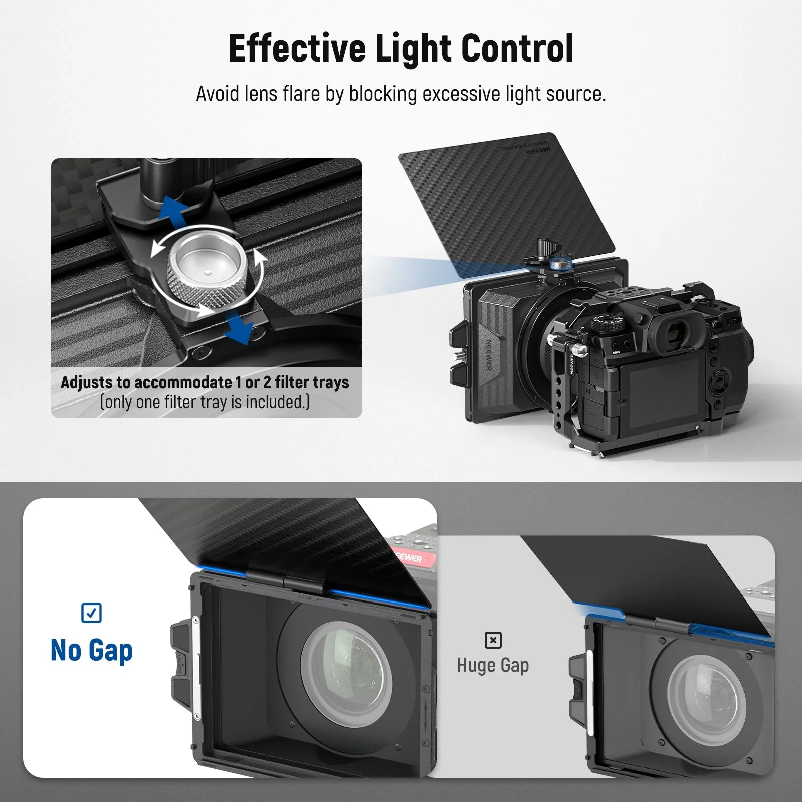 NEEWER PG002 Mini Mattebox with 4X5.65 Filter TRAY&67/72/77/82 Adapter