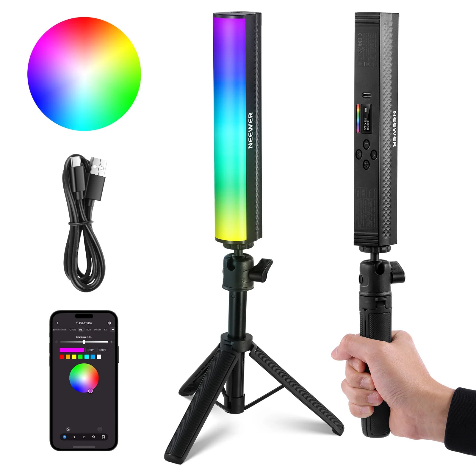 NEEWER TL21C App LED Light Wand