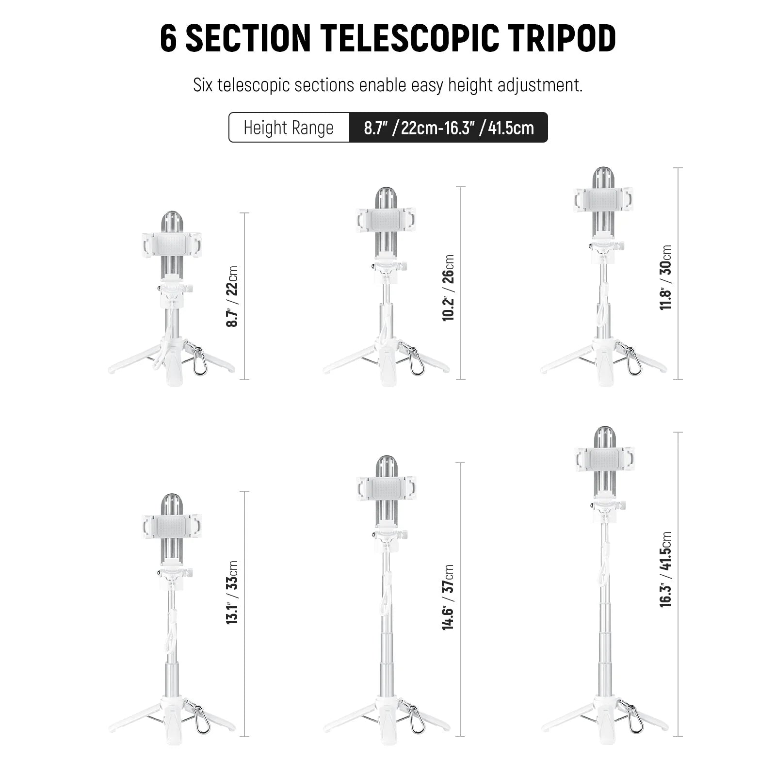 NEEWER P15 Foldable Selfie Stick Tripod with Bluetooth Remote