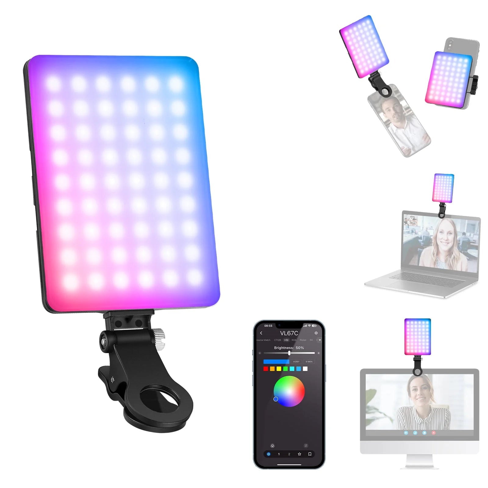 Neewer Basics VL67B App Bi-Color LED Video Light Kit with Phone Clip