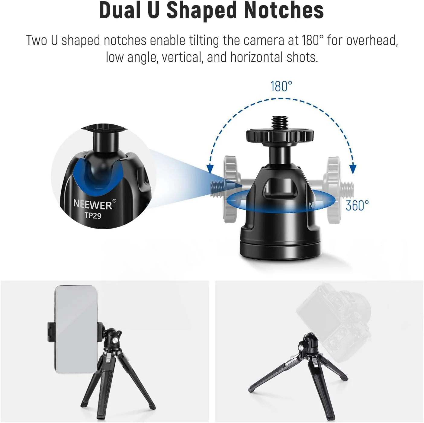 NEEWER TP29 Mini Table Tripod and Ballhead for Photo, Video, Vlog.
