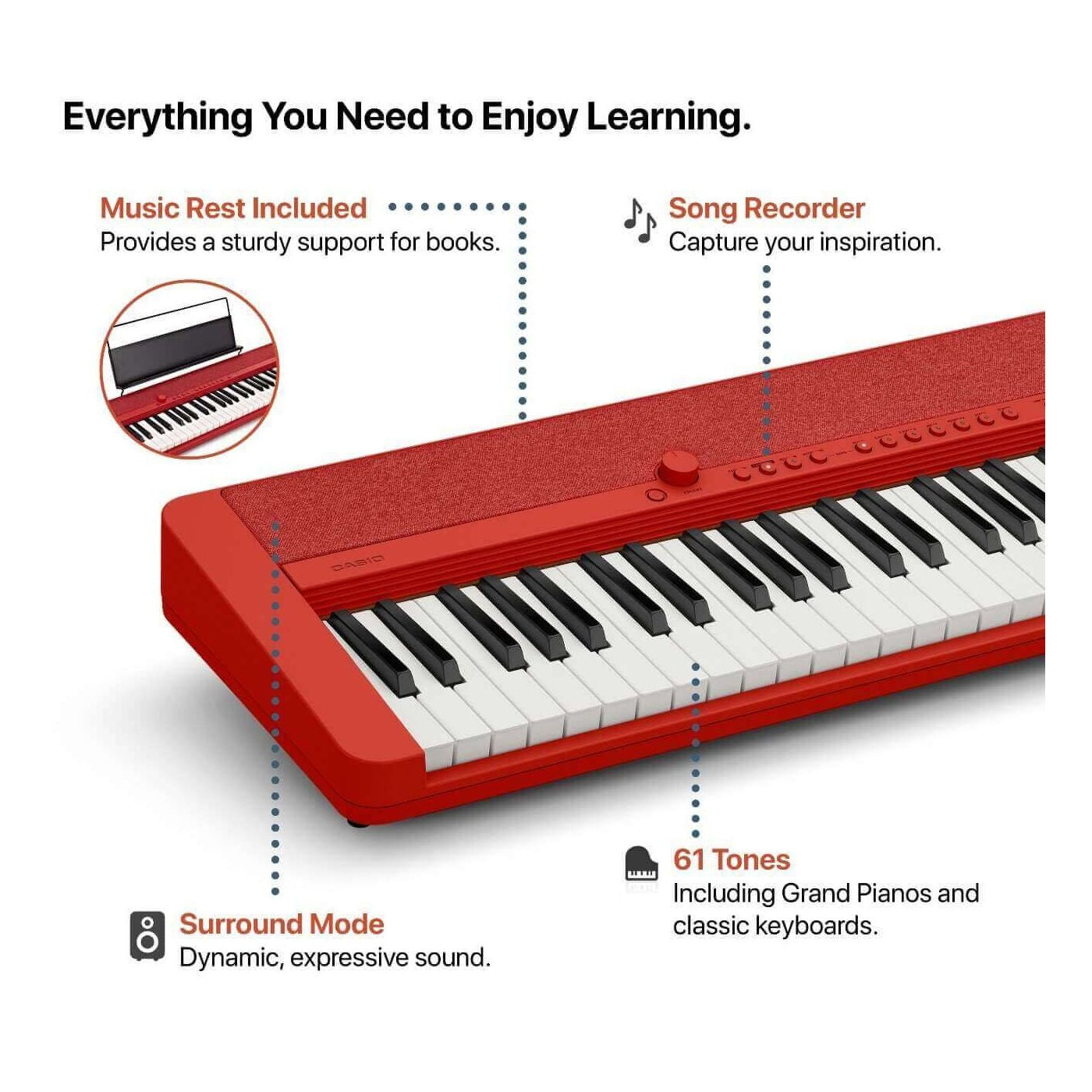 CT-S1 Casiotone Series Keyboard (Red)