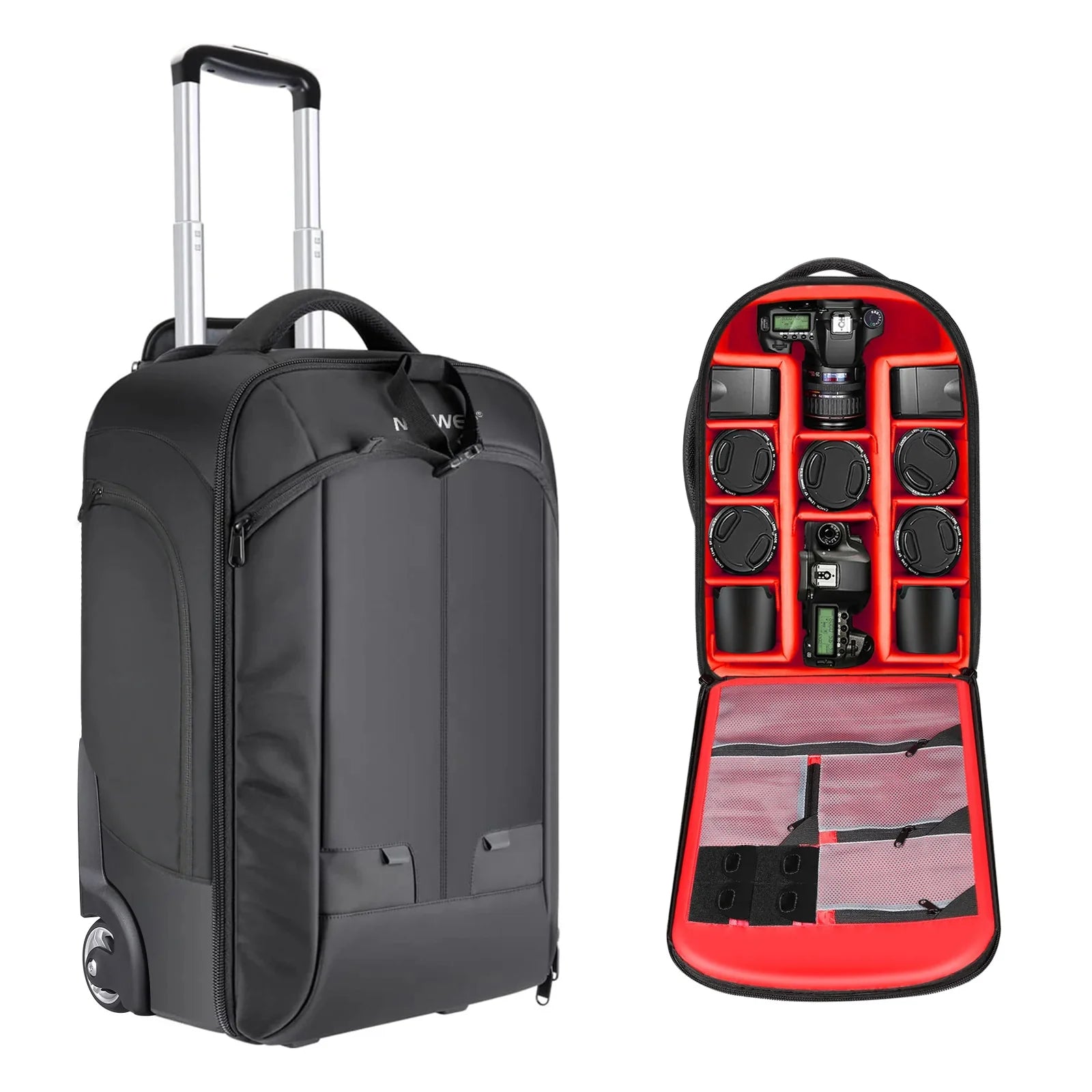 NEEWER NW3300-R NW3300 Convertible Rolling Camera Backpack（red）