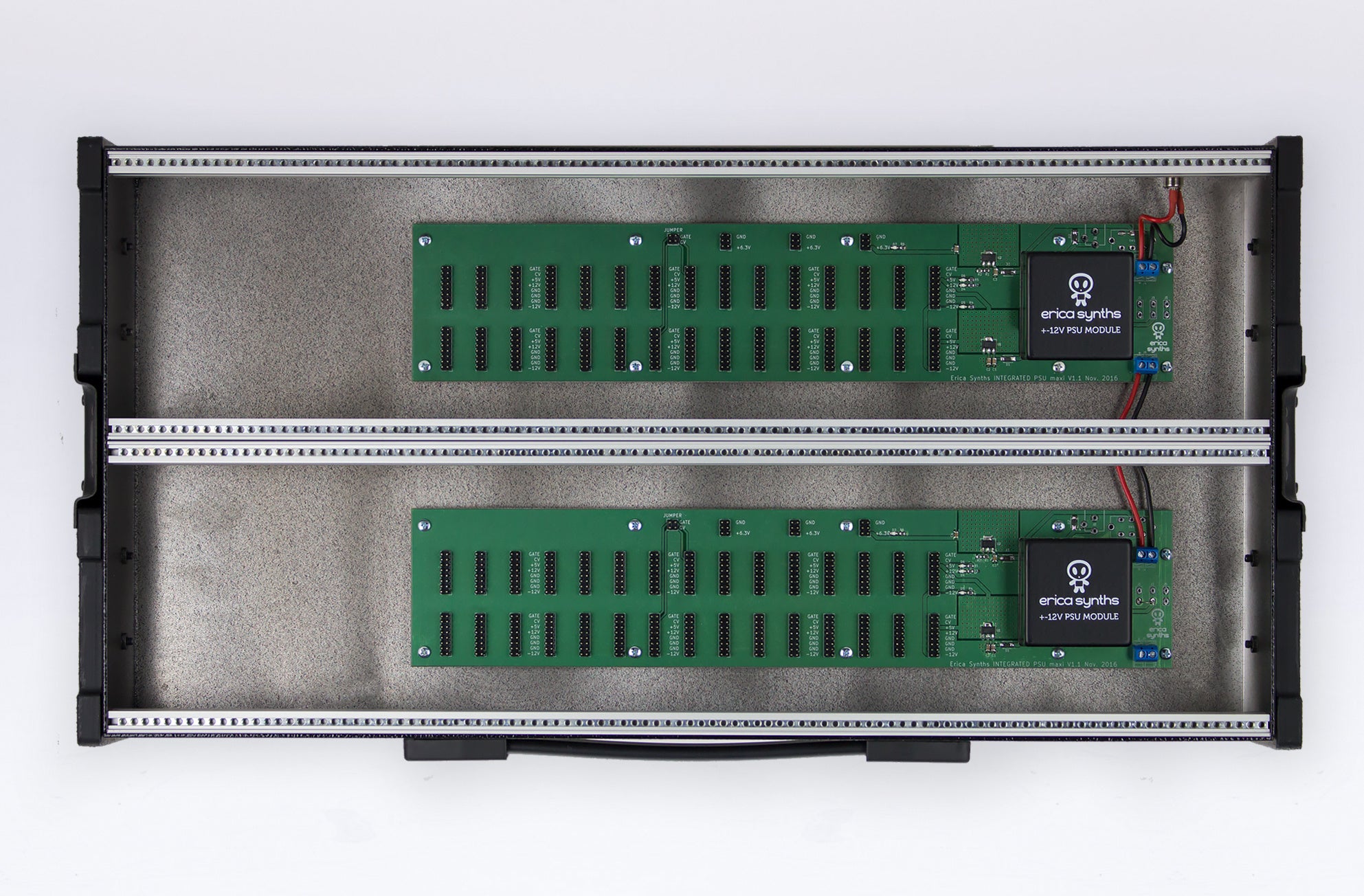 Erica Synths 2 x 104HP Aluminium travel case with integrated PSU (EU plug)